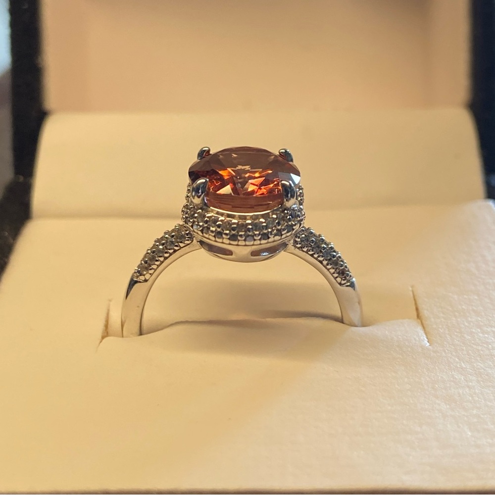 Red Labradorite, Rhodium/Silver Ring 3.85ctw - Picture 7 of 13
